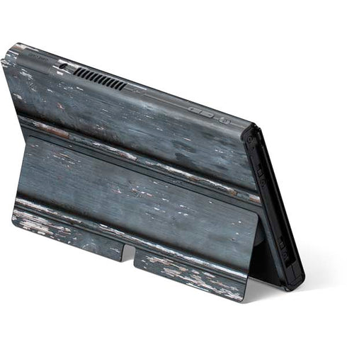 Chipped Blue Wood Nintendo Switch OLED (2021) Skin